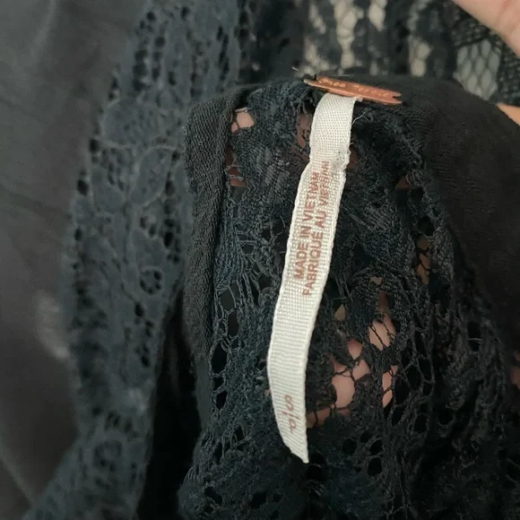 Free people black lace sheer long sleeve sz- small - Picture 5 of 5